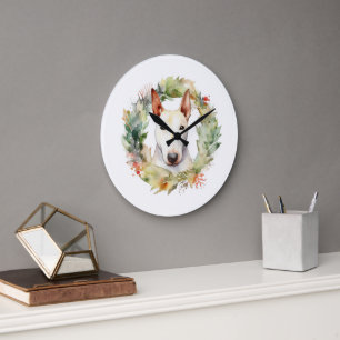 Bull Terrier Weihnachtsmann Große Wanduhr