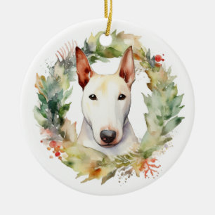 Bull Terrier Weihnachtsmann Keramik Ornament