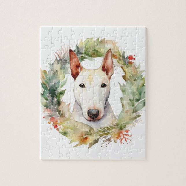 Bull Terrier Weihnachtsmann Puzzle (Vertikal)