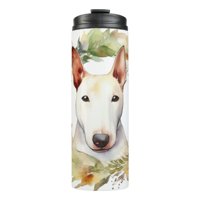 Bull Terrier Weihnachtsmann Thermosbecher (Vorderseite)