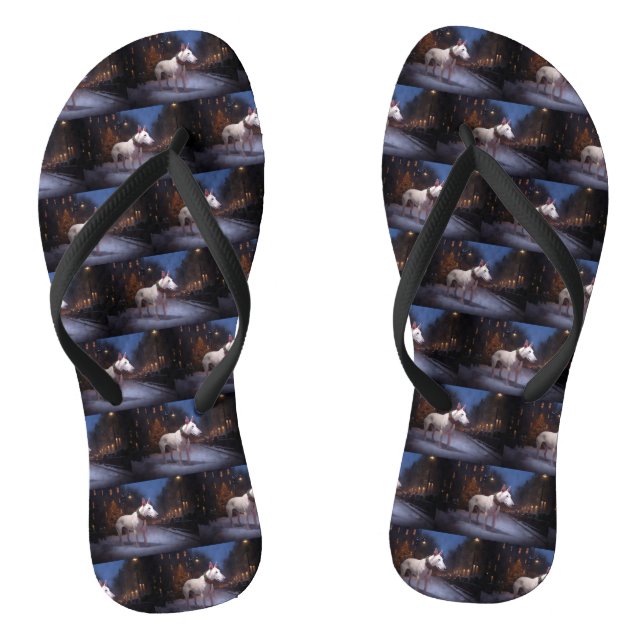 Bull Terrier Weihnachtssaison Flip Flops (Fußbett)