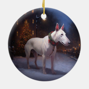 Bull Terrier Weihnachtssaison Keramik Ornament