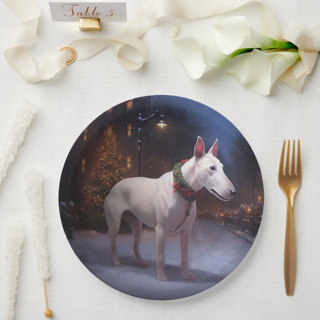 Bull Terrier Weihnachtssaison Pappteller (Hochzeit)