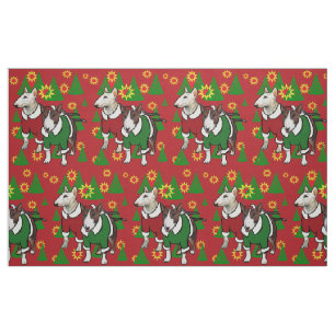 Bull Terrier Weihnachtsstoff Stoff