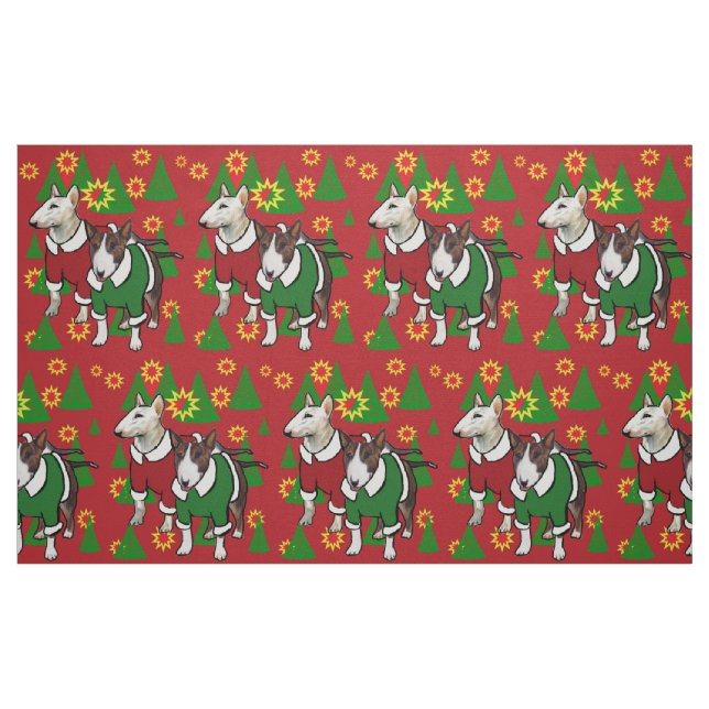 Bull Terrier Weihnachtsstoff Stoff (Fat Quarter (45,7 x 55,9 cm))