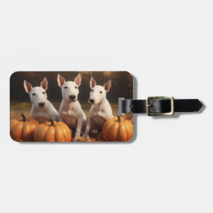 Bull Terrier Welpe Autumn Delight Pumpkin Gepäckanhänger