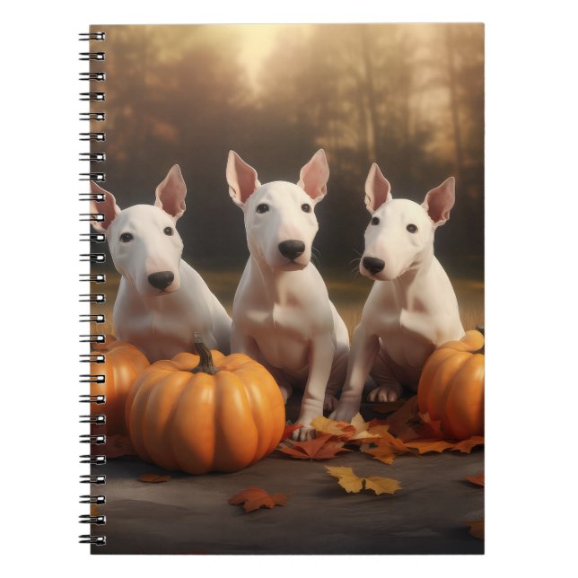 Bull Terrier Welpe Autumn Delight Pumpkin Notizblock (Vorderseite)
