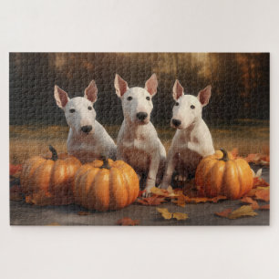 Bull Terrier Welpe Autumn Delight Pumpkin Puzzle