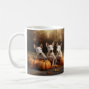 Bull Terrier Welpe Herbstfreude Kürbis Kaffeetasse