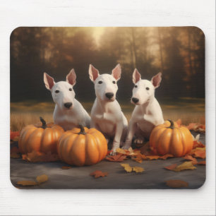 Bull Terrier Welpe Herbstfreude Kürbis Mousepad