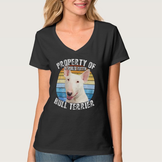 Bull Terrier White Retro Property Of T-Shirt (Vorderseite)
