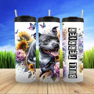 Bull Terrier's Butterfly Garden Thermosbecher