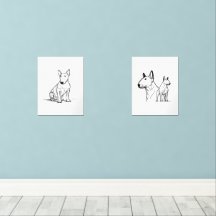 Bull Terriers lineart Set von 2 Plakaten