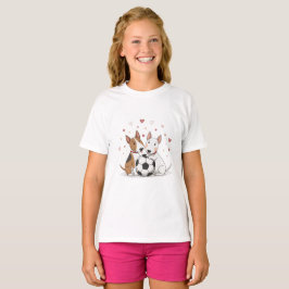 Bull Terriers with Soccer Ball for Valentine's Day T-Shirt