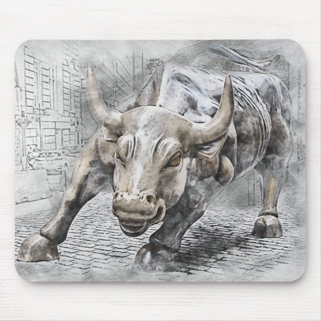 Bull Toro Market Mercado Stock Money Dinero Gold Mousepad (Vorne)