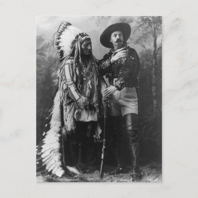Bull und Buffalo Bill Portrait von 1885 Postkarte (Vorderseite)