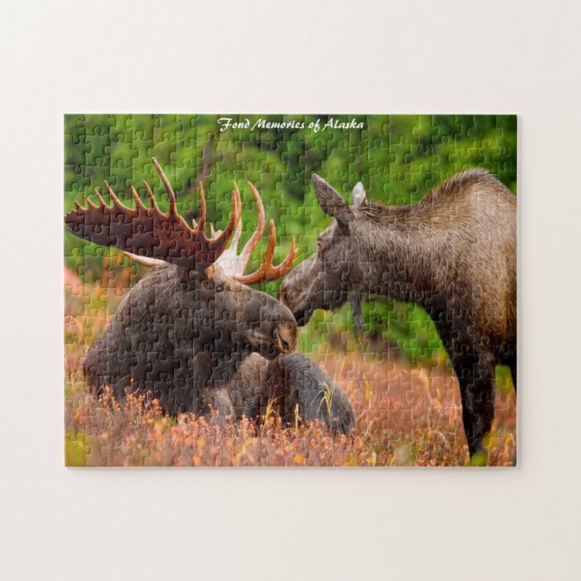 Bull und Kuh Elch Alaska. Weihnachtsgrüße Jig Puzzle (Horizontal)