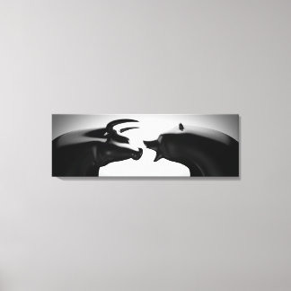 Bull vs Bear Black and White Leinwanddruck