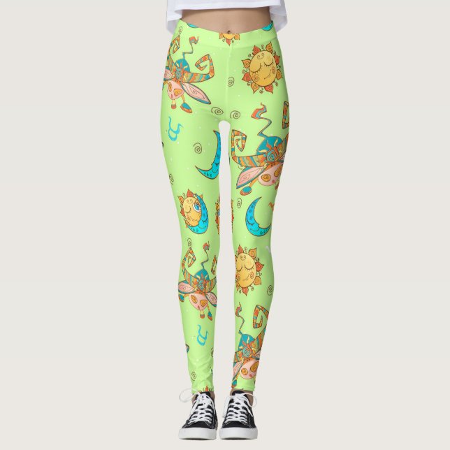 Bull Zodiac Signtern Muster Leggings (Vorderseite)