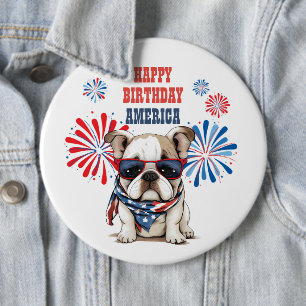 Bulldog 4. Juli Glückwunsch zum Geburtstag Amerika Button