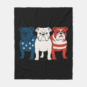 Bulldog 4. Juli Hunde Liebhaber Männer Frauen USA Fleecedecke