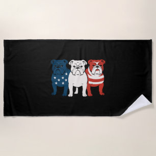 Bulldog 4. Juli Hunde Liebhaber Männer Frauen USA Strandtuch