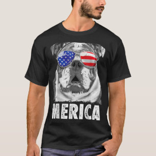 Bulldog 4. Juli Merica Men Usa Flagge T-Shirt