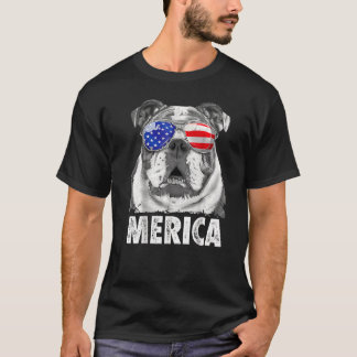 Bulldog 4. Juli Merica Men Usa Flagge T-Shirt