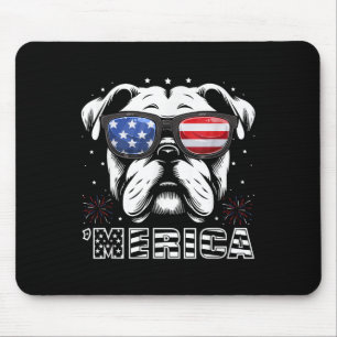 Bulldog 4. Juli Merica Patriotischer Hund Tee Mousepad