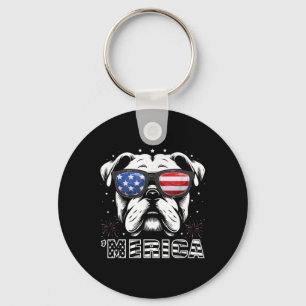 Bulldog 4. Juli Merica Patriotischer Hund Tee Schlüsselanhänger