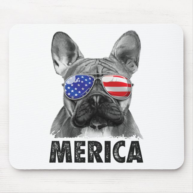 Bulldog 4. Juli Shirts Merica Männer Frauen Mousepad (Vorne)