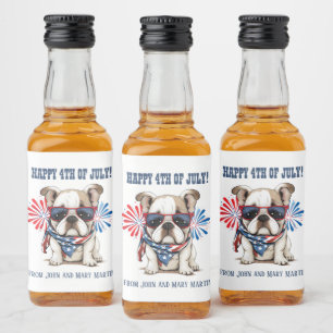 Bulldog 4. Juli Unabhängigkeitstag Rot Weiß Blau Alkoholflaschenetikett
