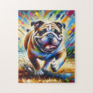 Bulldog Acryl Kunst Hundeporträt Druck Hunde Liebh Puzzle