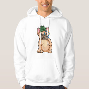 Bulldog als Detektiv mit Gläserglas Hoodie