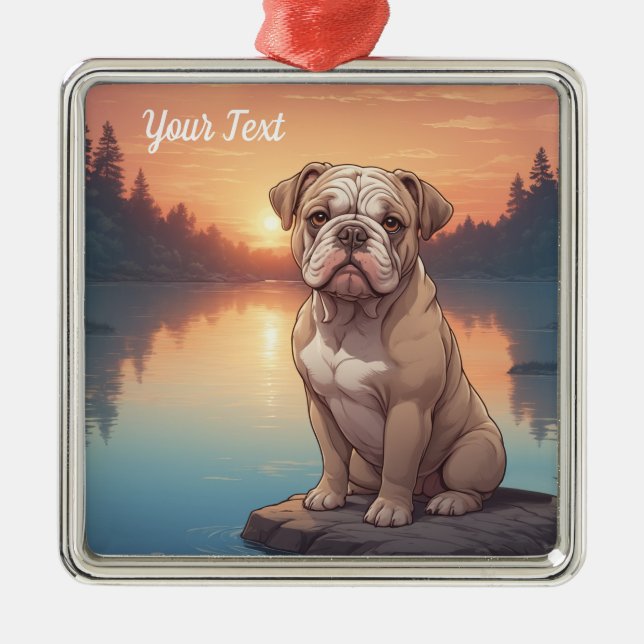 Bulldog am See Ornament Aus Metall (Vorne)