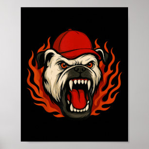 Bulldog American Football Spirit Brennend Powered  Poster