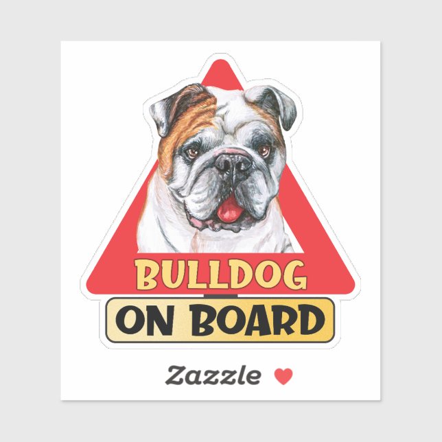 Bulldog an Bord Funny Dog Red Traffic Sign Aufkleber (Blatt)