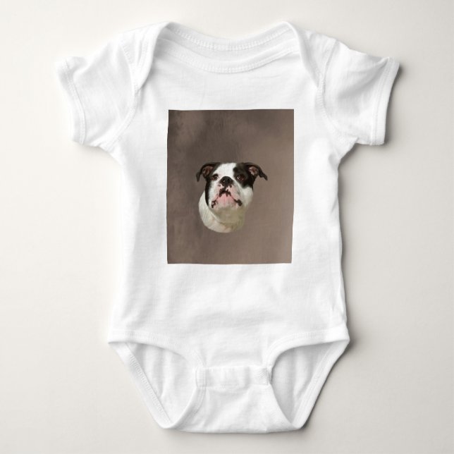 Bulldog Aquarellmalerei Baby Strampler (Vorderseite)