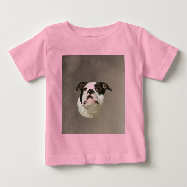 Bulldog Aquarellmalerei Baby T-shirt (Vorderseite)