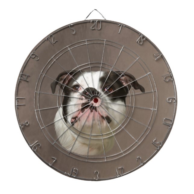 Bulldog Aquarellmalerei Dartscheibe (vorne)