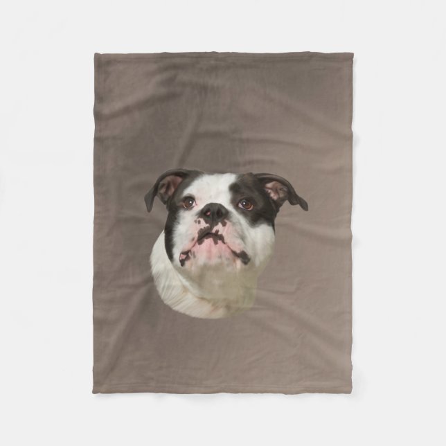 Bulldog Aquarellmalerei Fleecedecke (Vorderseite)