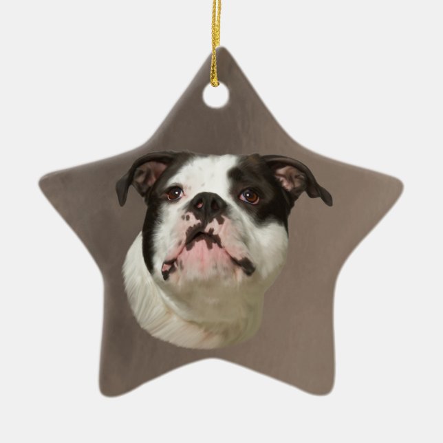 Bulldog Aquarellmalerei Keramikornament (Vorne)