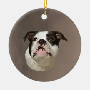 Bulldog Aquarellmalerei Keramikornament