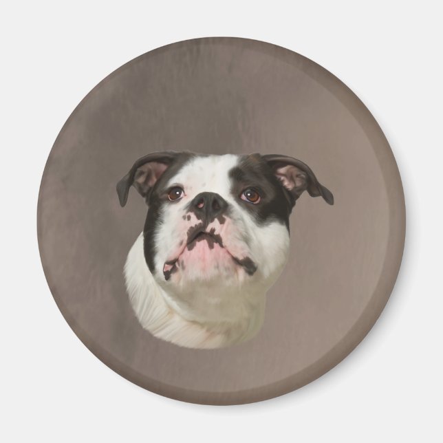 Bulldog Aquarellmalerei Magnet (Vorne)