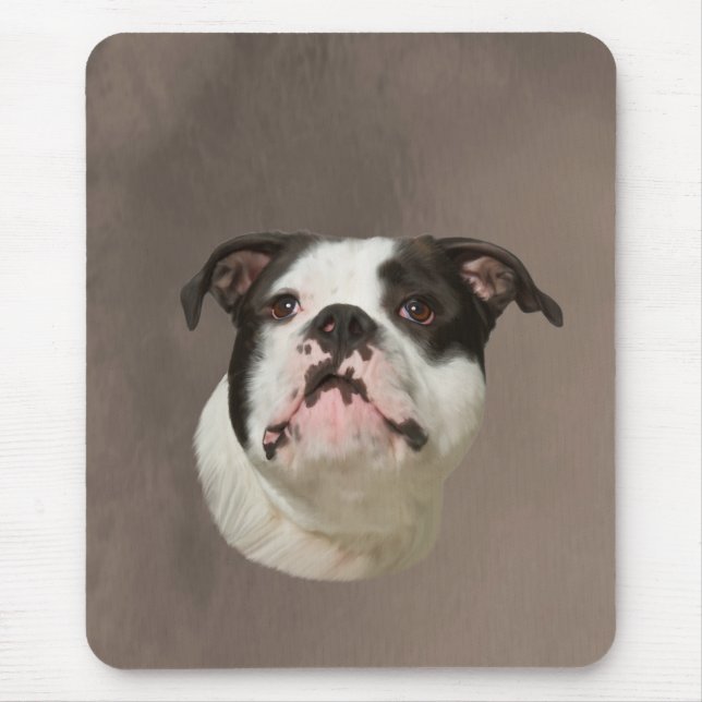 Bulldog Aquarellmalerei Mousepad (Vorne)