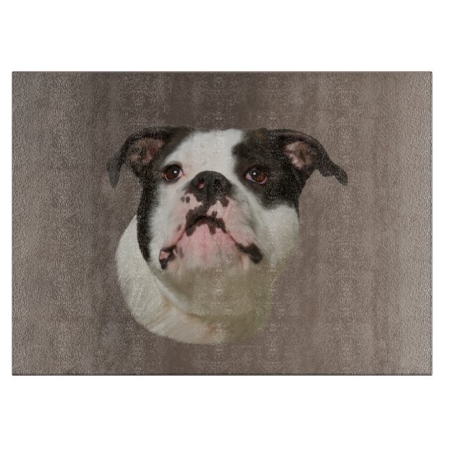 Bulldog Aquarellmalerei Schneidebrett (Vorderseite)