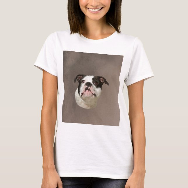 Bulldog Aquarellmalerei T-Shirt (Vorderseite)