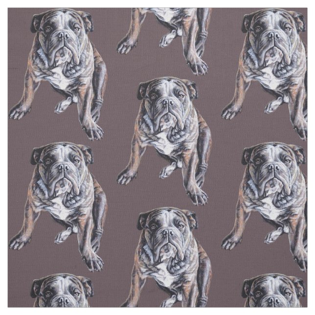 Bulldog Art Fabric Fabric Dog Art Pattern Stoff (Muster)