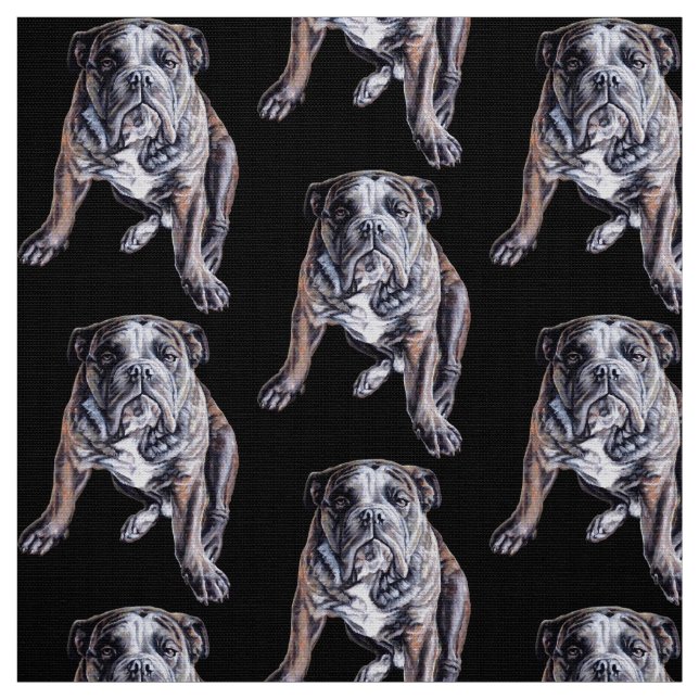 Bulldog Art Fabric Fabric Dog Art Pattern Stoff (Muster)