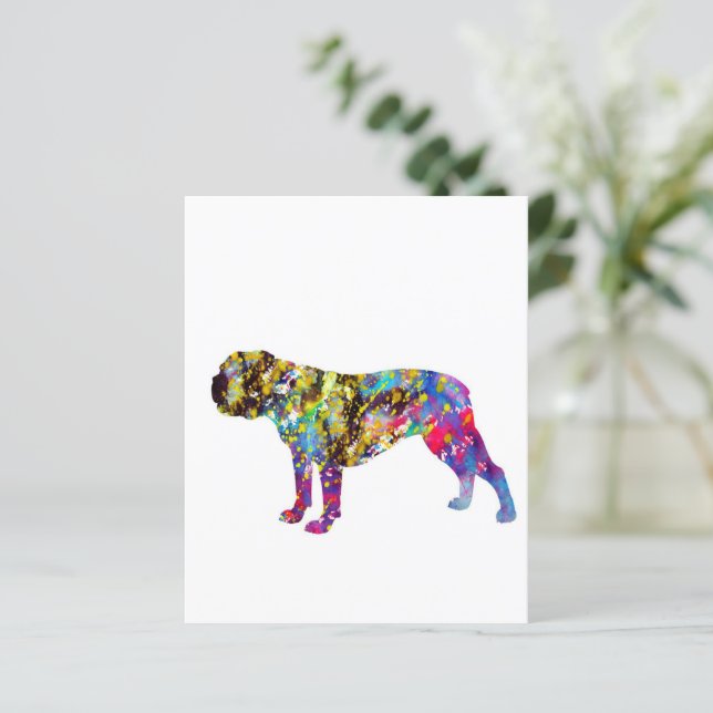 Bulldog Art Watercolor Portrait (Stehend Vorderseite)